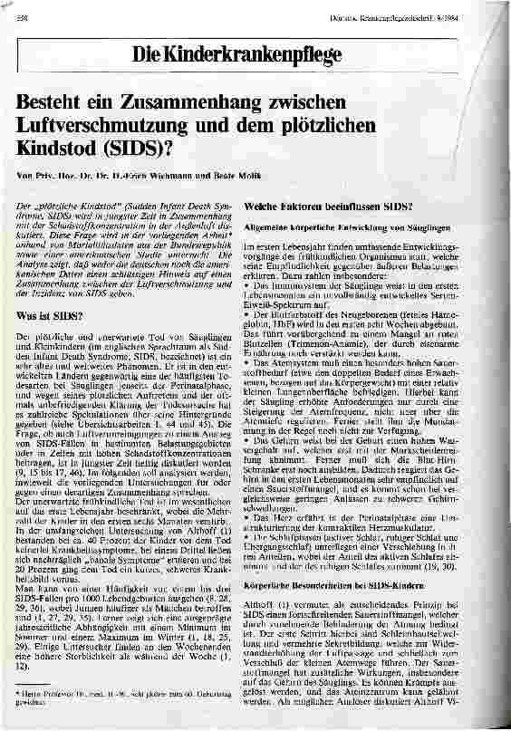 Vorschauseite 1: Besteht ein Zusammenhang zwischen Luftverschmutzung und dem plötzlichen Kindestod