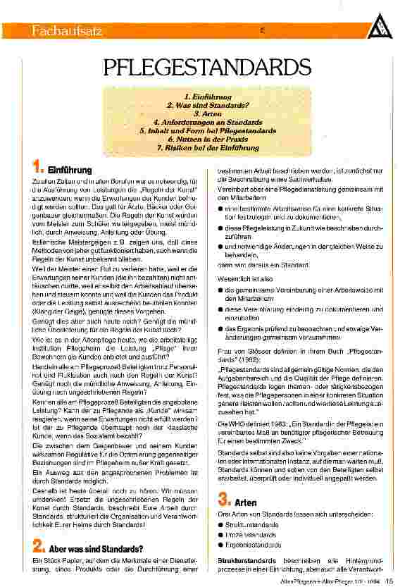 Vorschauseite 1: Pflegestandards