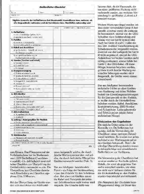 Vorschauseite 2: Erste Erfahrungen mit der Defibrillator-Checkliste