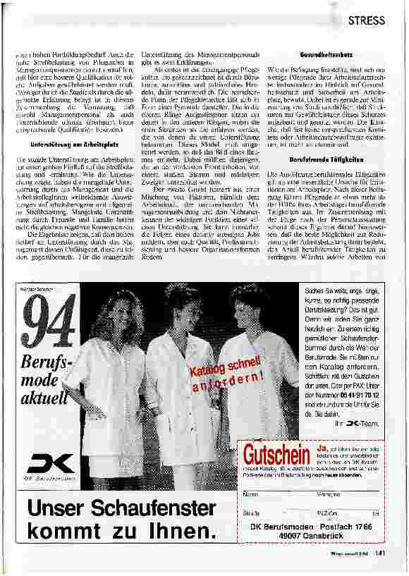 Vorschauseite 4: Streß in der Pflege Studie des Irischen Berufsverbandes für Pflegeberufe