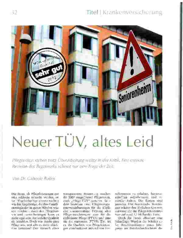 Vorschauseite 1: Neuer TÜV, altes Leid