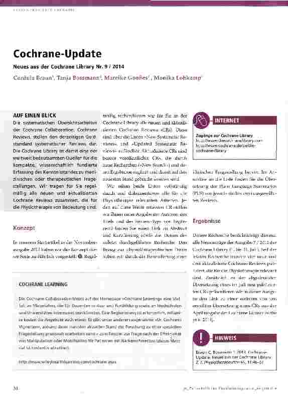 Vorschauseite 1: Cochrane-Update