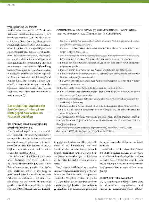 Vorschauseite 2: Shared Decision Making -ein Konzept für die Zukunft?