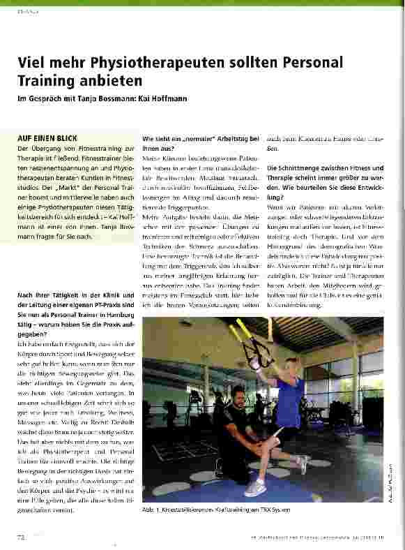 Vorschauseite 1: Viel mehr Physiotherapeuten sollten Personal Training anbieten