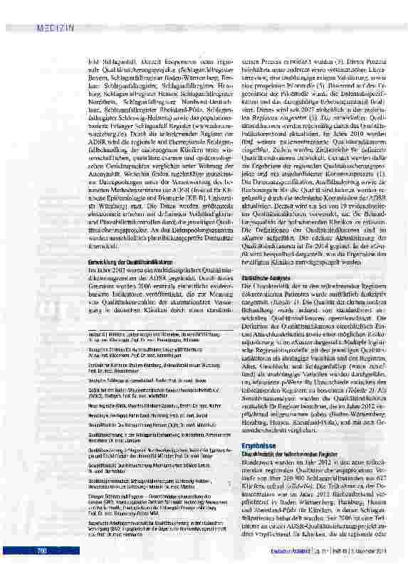 Vorschauseite 2: Qualität der Behandlung des akuten Schlaganfalls
