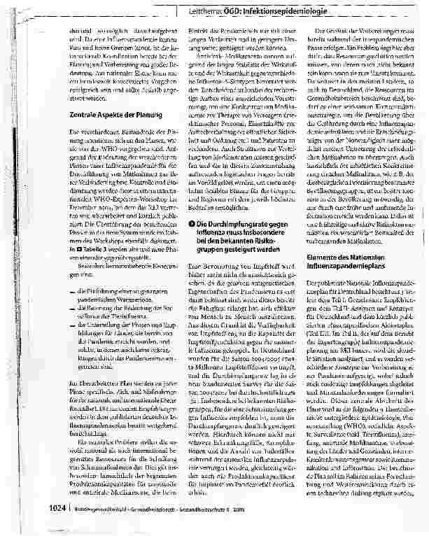 Vorschauseite 5: Prinzipien und Aspekte der Seuchenalarmplanung am Beispiel der Influenzapandemieplanung