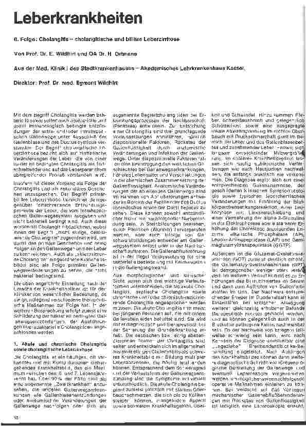 Vorschauseite 1: Leberkrankheiten 6. Folge: Cholangitis - cholangitische und biliäre Leberzirrhose