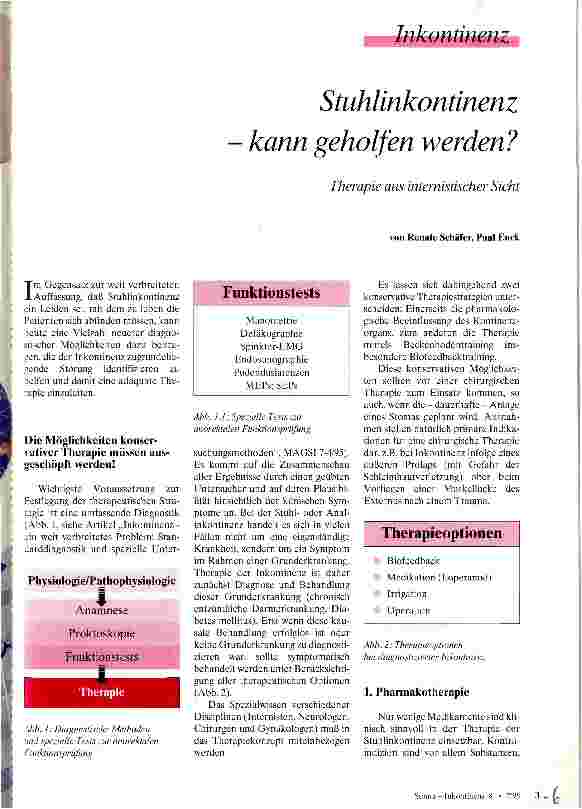Vorschauseite 1: Stuhlinkontinenz - kann geholfen werden? Therapie aus internistischer Sicht