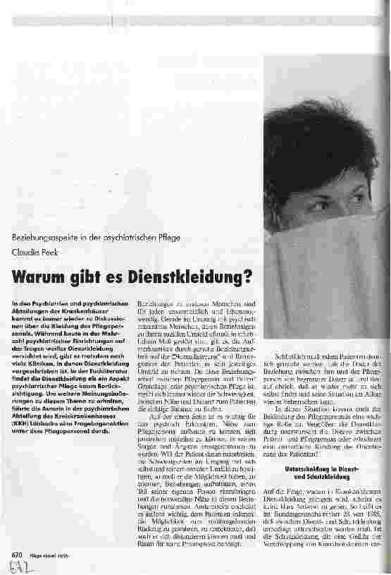 Vorschauseite 1: Warum gibt es Dienstkleidung? Beziehungsaspekte in der psychiatrischen Pflege