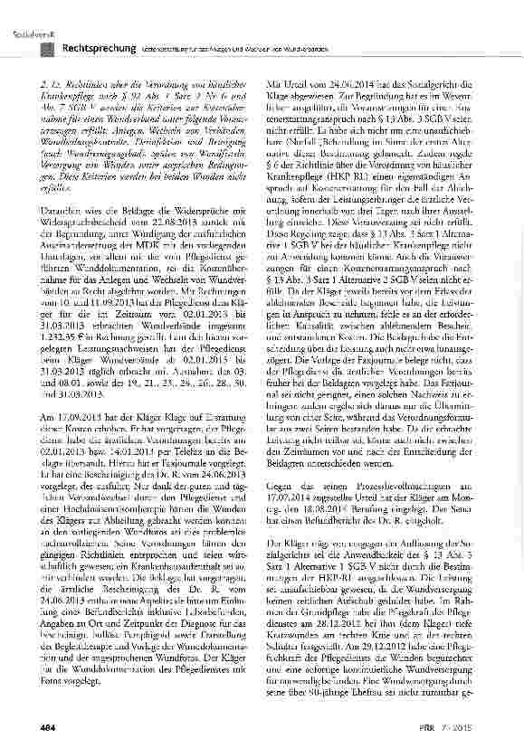 Vorschauseite 3: Kostenerstattung für das Anlegen und Wechseln von Wundverbänden