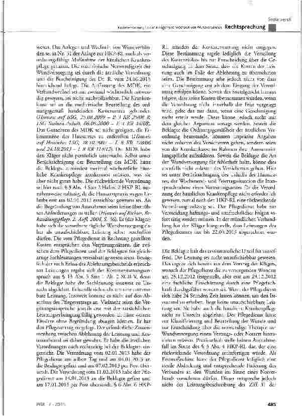 Vorschauseite 4: Kostenerstattung für das Anlegen und Wechseln von Wundverbänden