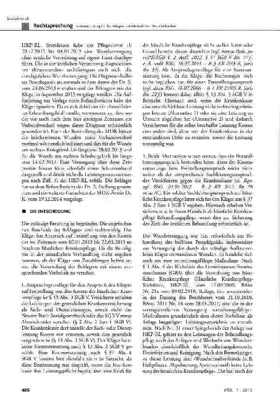 Vorschauseite 5: Kostenerstattung für das Anlegen und Wechseln von Wundverbänden