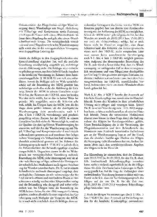 Vorschauseite 6: Kostenerstattung für das Anlegen und Wechseln von Wundverbänden