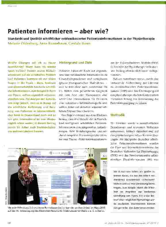 Vorschauseite 1: Patienten informieren - aber wie?