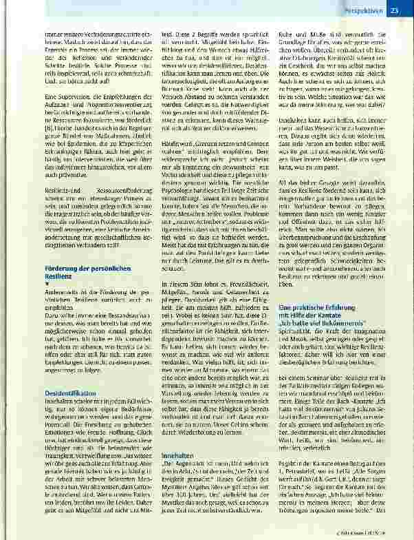 Vorschauseite 4: »Resilienz« meint die Fähigkeit von Menschen schwierige Situationen gesund zu überstehen. Widerstandskraft, Belastungsfähigkeit und Flexibilität sind dafür wichtigste Voraussetzun…