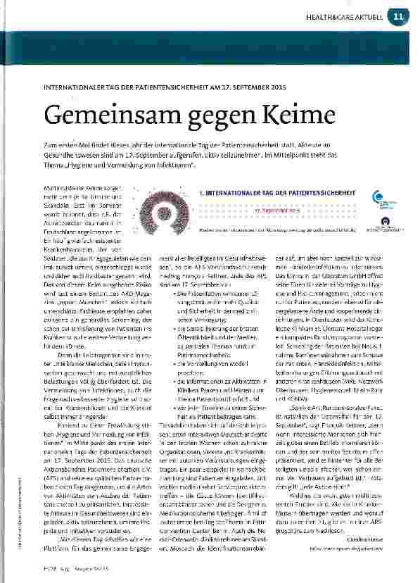 Vorschauseite 1: Gemeinsam gegen Keime
