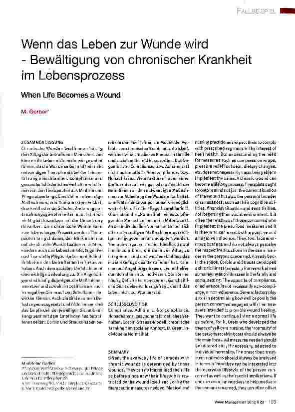 Vorschauseite 1: Wenn das Leben zur Wunde wird- Bewältigung von chronischer Krankheit im Lebensprozess