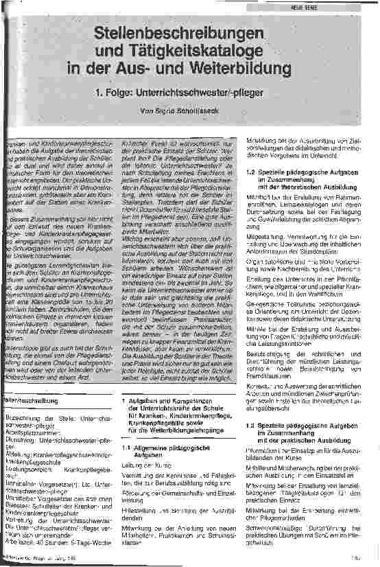 Vorschauseite 1: Stellenbeschreibung und Tätigkeitskataloge in der Ausund Weiterbildung