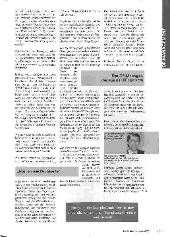 Vorschauseite 2: Alles hat sich dem OP-Programm unterzuordnenMit dem Einzug des OP-Managements beginnt eine neue Ära - nicht alle sind beglückt