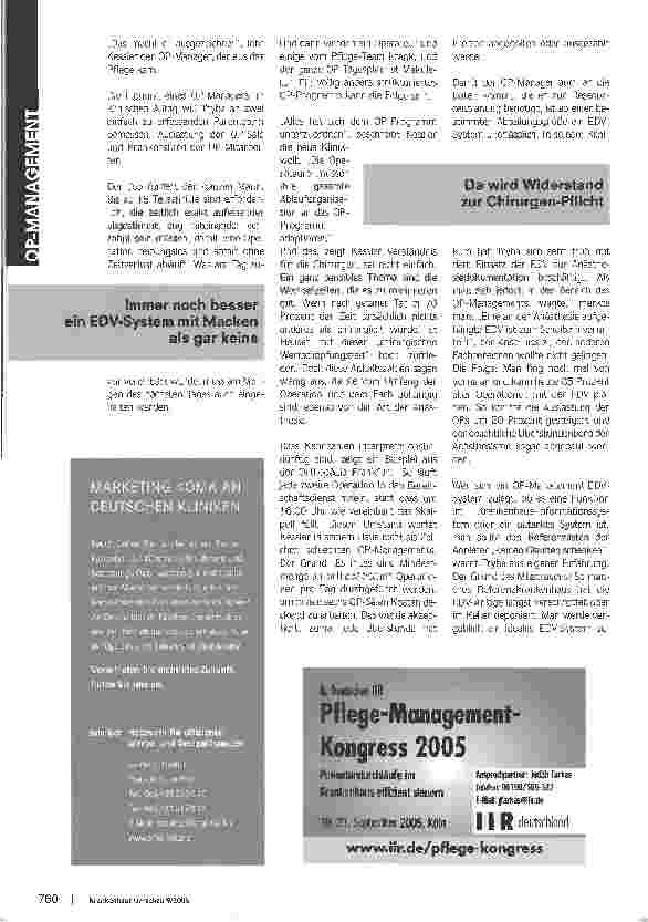 Vorschauseite 3: Alles hat sich dem OP-Programm unterzuordnenMit dem Einzug des OP-Managements beginnt eine neue Ära - nicht alle sind beglückt