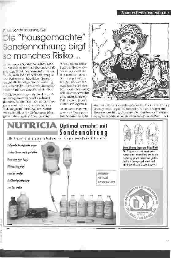 Vorschauseite 1: Die hausgemachte Sondennnahrung birgt so manches Risiko. .. 7. Teil: Sondennahrung (4)