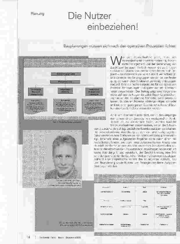 Vorschauseite 1: Die Nutzer ein beziehen! Bauplanungen müssen sich nach den operativen Prozessen richten