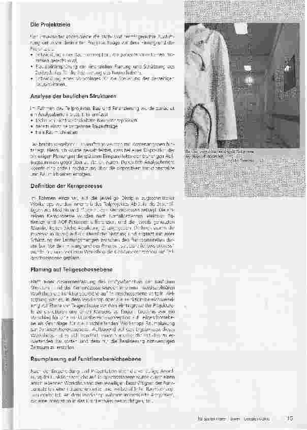 Vorschauseite 2: Die Nutzer ein beziehen! Bauplanungen müssen sich nach den operativen Prozessen richten