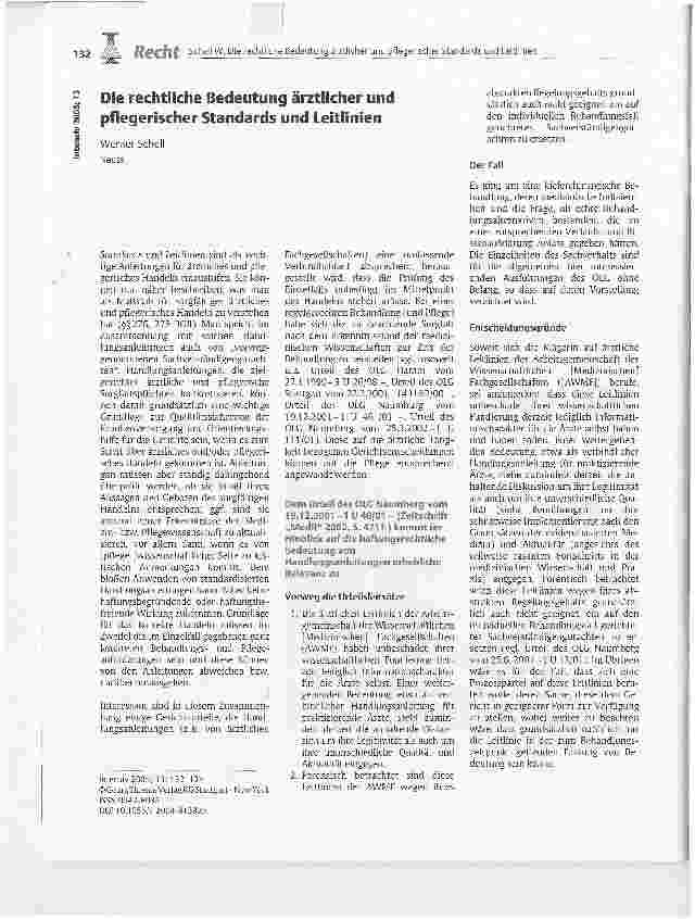 Vorschauseite 1: Die rechtliche Bedeutung ärztlicher und pflegerischer Standards und Leitlinien