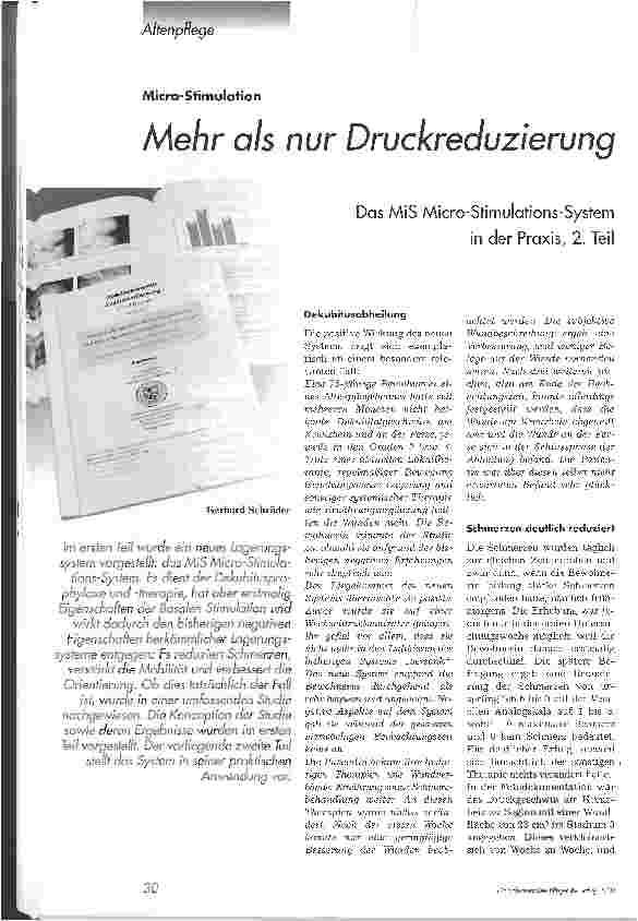 Vorschauseite 1: Mehr als nur DruckreduzierungDas MiS Micro-Stimulations-System in der Praxis, 2. Teil