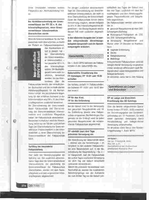 Vorschauseite 4: Erste Verordnung zur änderung der Bundespflegesatzverordnung 1. ÄndV BPflV - Kabinettsbeschluß der Bundesregierung von 13.6.1995