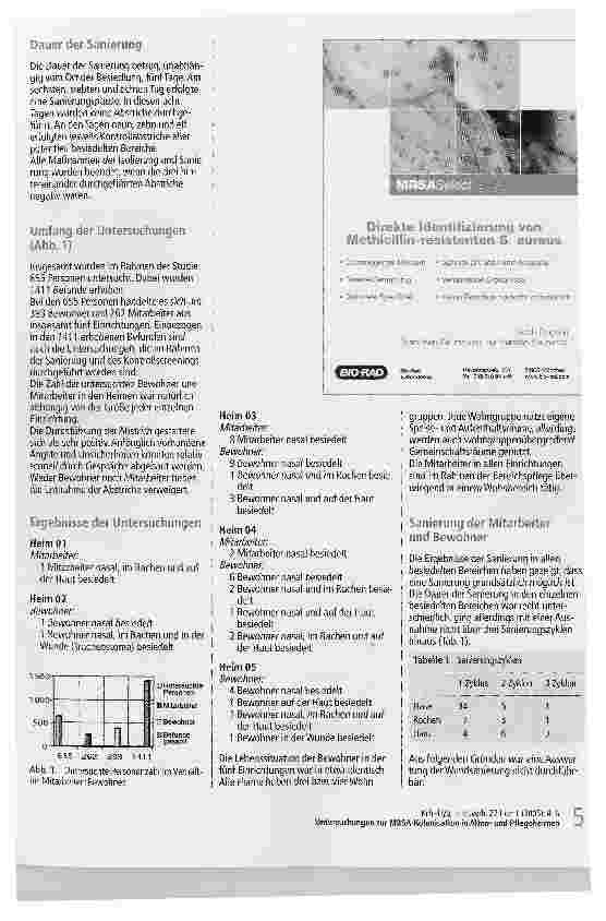 Vorschauseite 2: Untersuchungen zur MRSA-Kolonisation in Altenund Pflegeheimen. Eine empirische Studie über mögliche MRSA-Kolonisationen bei Bewohnern und Mitarbeitern in fünf Einrichtungen der Al…