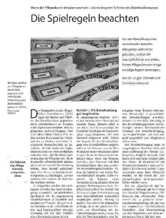 Vorschauseite 1: Wenn der Pflegedienst-Inhaber wechselt - die wichtigsten Schritte des BetriebsübergangsDie Spielregeln beachten