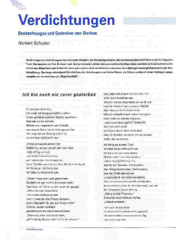 Vorschauseite 1: VerdichtungenBeobachtungen und Gedanken zum Sterben