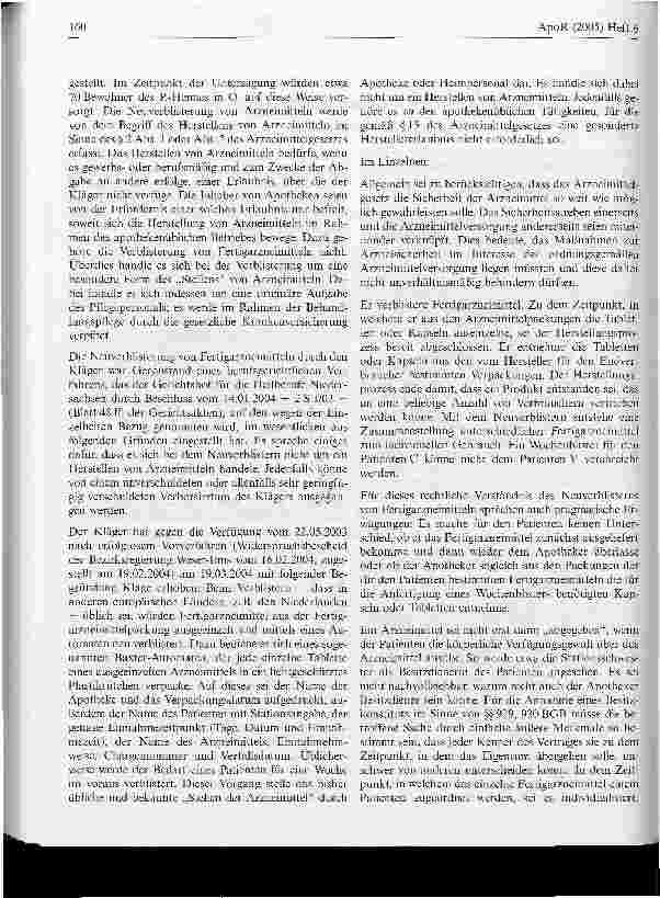 Vorschauseite 2: Zur Erlaubnispflichtigkeit des Hersteilens von Blistern unter Verwendung von Fertigarzneimitteln durch Apotheker