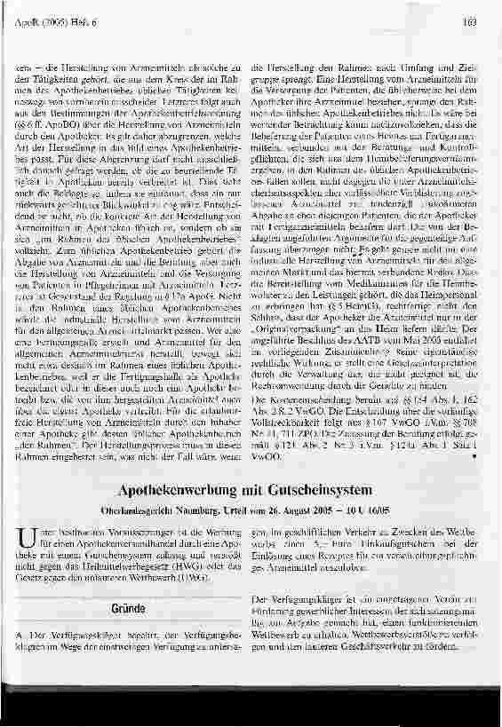 Vorschauseite 5: Zur Erlaubnispflichtigkeit des Hersteilens von Blistern unter Verwendung von Fertigarzneimitteln durch Apotheker