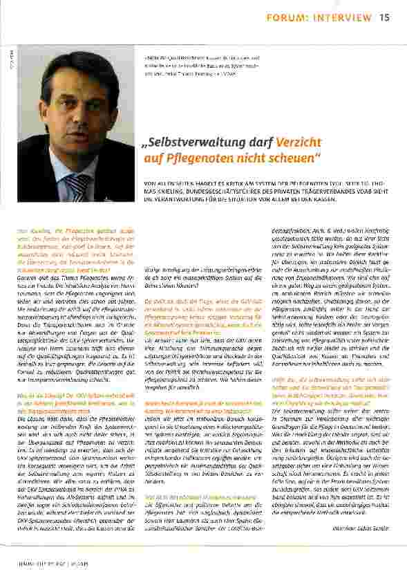 Vorschauseite 1: Selbstverwaltung darf Verzicht auf Pflegenoten nicht scheuen