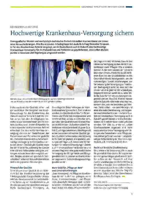 Vorschauseite 1: Hochwertige Krankenhaus-Versorgung sichern