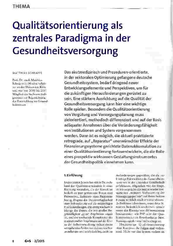 Vorschauseite 1: Qualitätsorientierung als zentrales Paradigma in der Gesundheitsversorgung