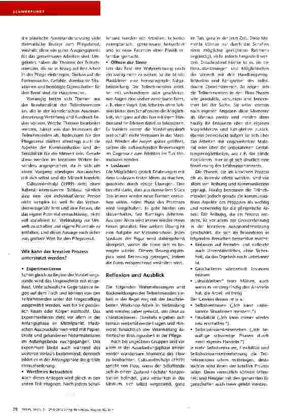 Vorschauseite 5: Vom Aufbruch ins Ungewohnte Plastisches Gestalten als ästhetische Bildungsarbeit in der Pflege