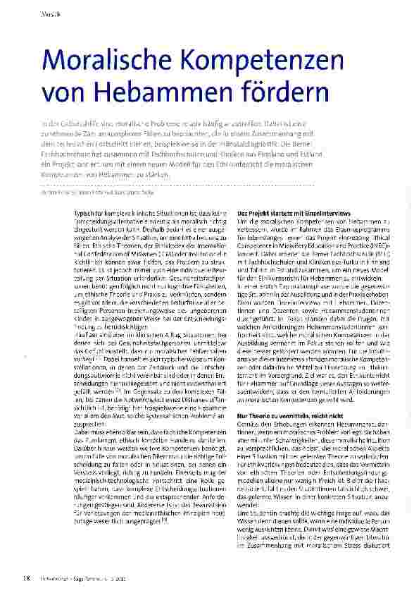 Vorschauseite 1: Moralische Kompetenzen von Hebammen fördern