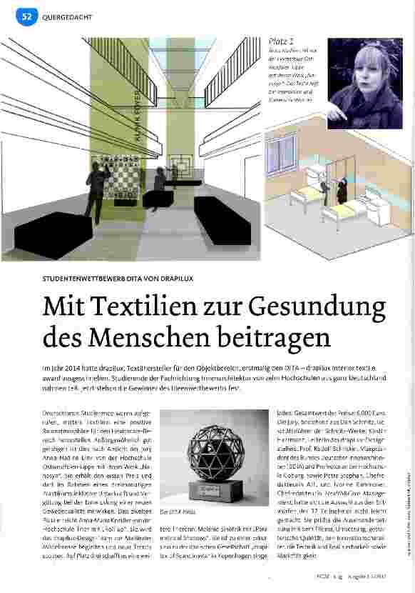 Vorschauseite 1: Mit Textilien zur Gesundung des Menschen beitragen