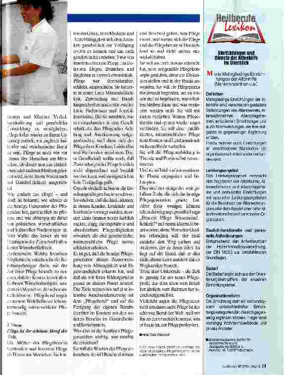 Vorschauseite 2: Pflege im Aufwind 2. Teil Pflege und Pflegeberufe, was sie morgen sein werden