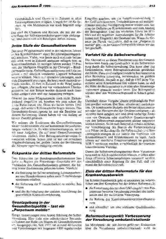 Vorschauseite 3: BPflV 1995: Ein neues Zeitalter der Krankenhausfinanzierung