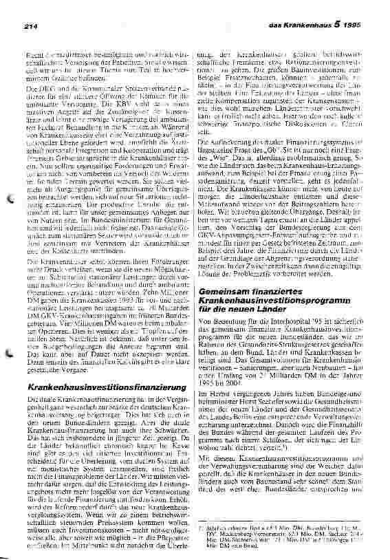 Vorschauseite 4: BPflV 1995: Ein neues Zeitalter der Krankenhausfinanzierung