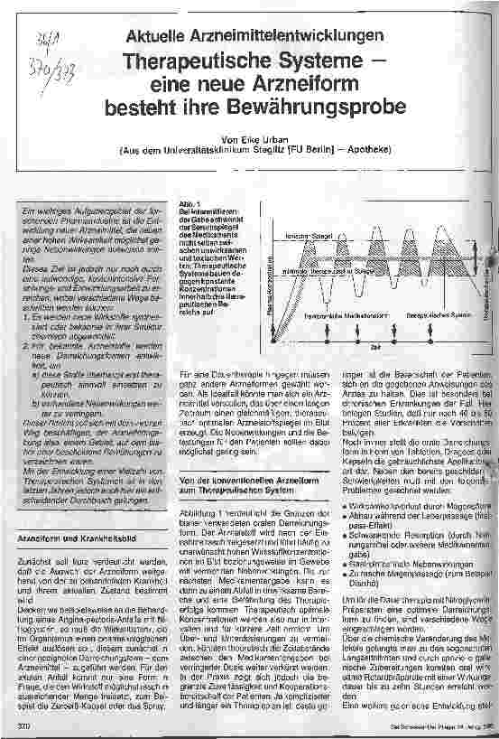 Vorschauseite 1: Therapeutische Systeme - eine neue Arzneiform besteht ihre Bewährungsprobe