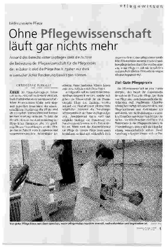 Vorschauseite 1: Ohne Pflegewissenschaft läuft gar nichts mehr