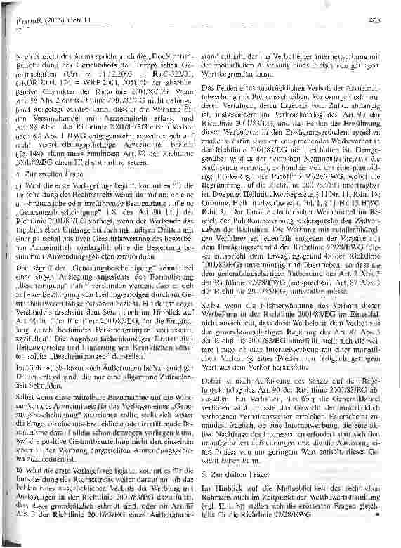 Vorschauseite 5: EuGH-Vorlage: Fragen zu Verboten bei Öffentlichkeitswerbung für Arzneimittel