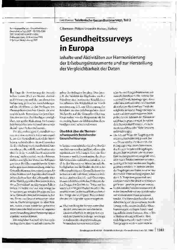 Vorschauseite 1: Gesundheitssurveys in Europa