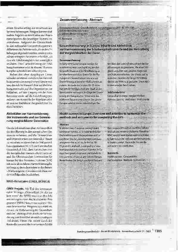 Vorschauseite 3: Gesundheitssurveys in Europa