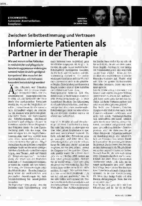 Vorschauseite 1: Informierte Patienten als Partner in der Therapie